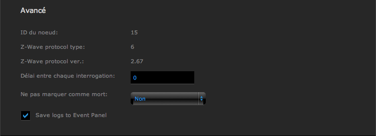 Des détails supplémentaires sont présents sur la partie "Avancé" de la configuration des modules