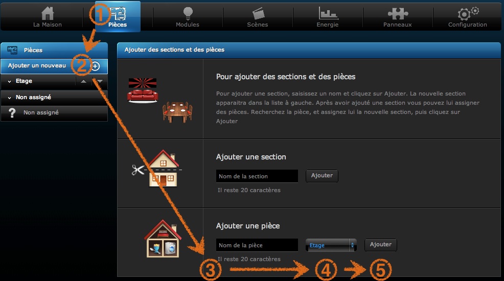 Création d'une Pièce sur la box domotique HC2 (Home Center 2) ou HCL (Home Center Lite)