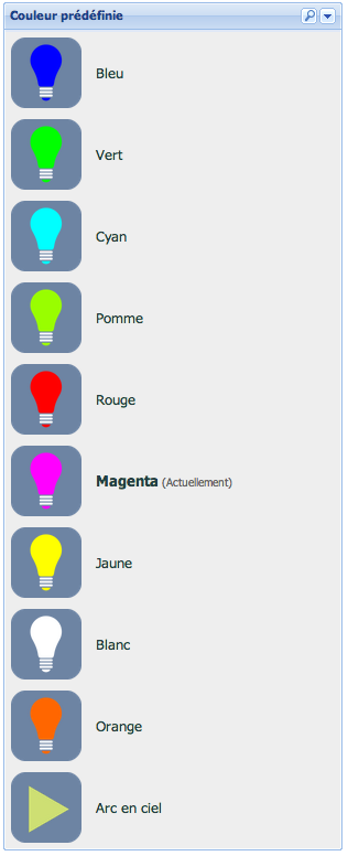 Eedomus couleurs prédéfinies