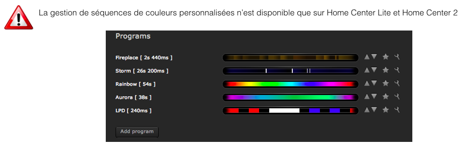 Le menu de séquences personnalisées HCL/HC2