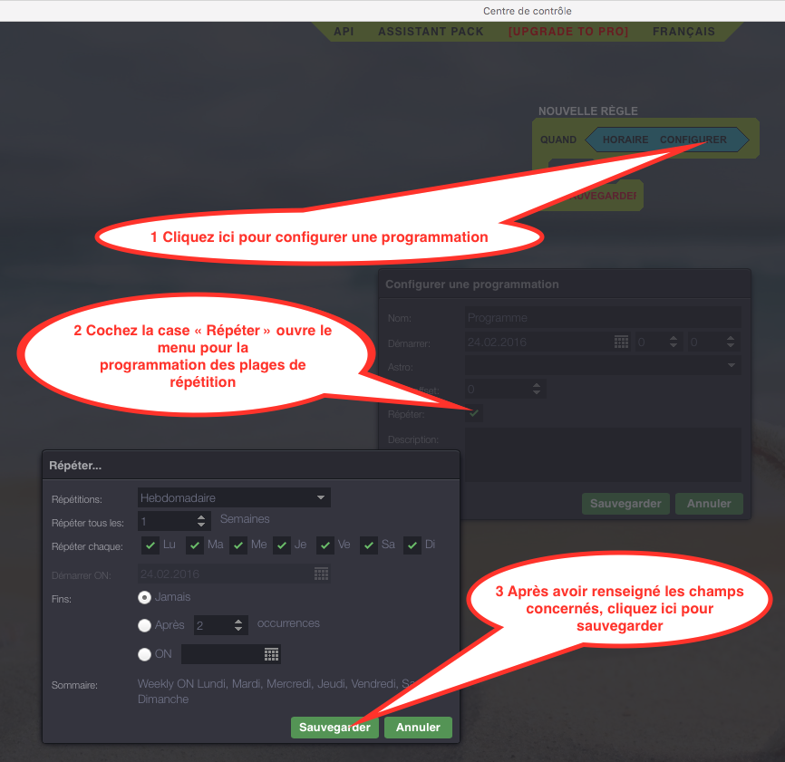 Utiliser la programmation horaire et journalière
