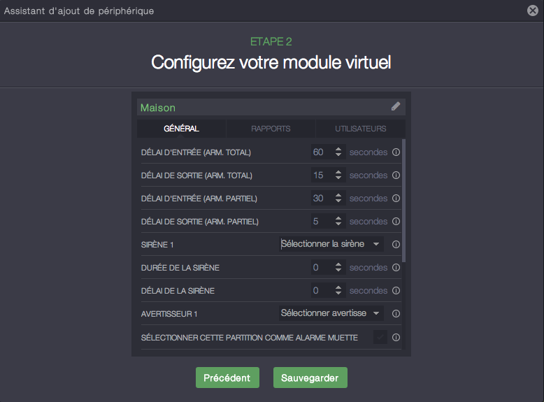 ajout alarme virtuelle